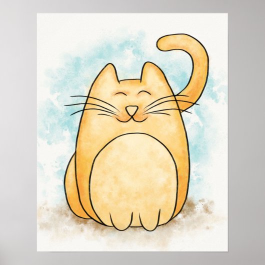 Cute Cat-Waterverf Poster (Voorkant)