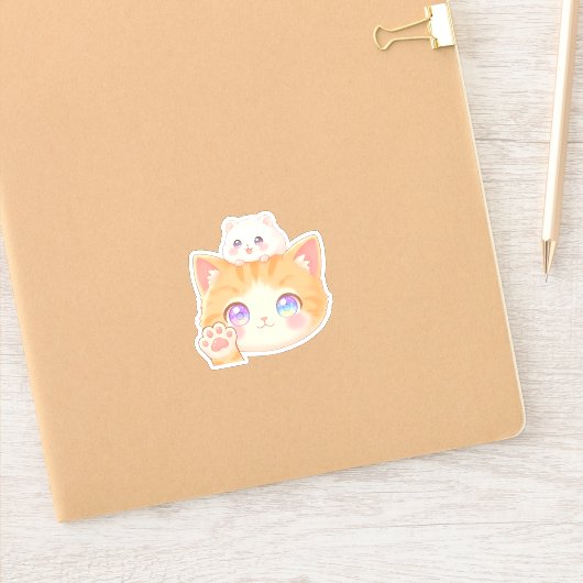 Cute Cat Waving Hello Sticker (Notitieboek)