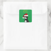 Cute Cat Wearing a Santa Claus Pet Vierkante Sticker (Tas)