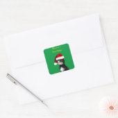 Cute Cat Wearing a Santa Claus Pet Vierkante Sticker (Envelop)