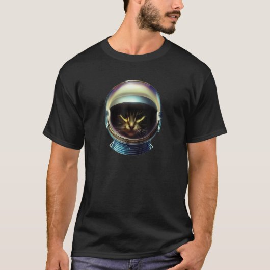 Cute Cat Wearing an Astronaut Helmet for Cat & Fel T-shirt (Voorkant)