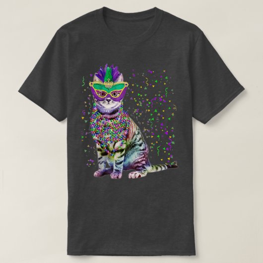 Cute Cat Wearing Carnival Mask Mardi Gras Cat Love T-shirt (Design voorkant)