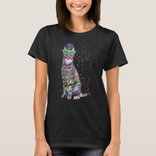 Cute Cat Wearing Carnival Mask Mardi Gras Cat Mann T-shirt