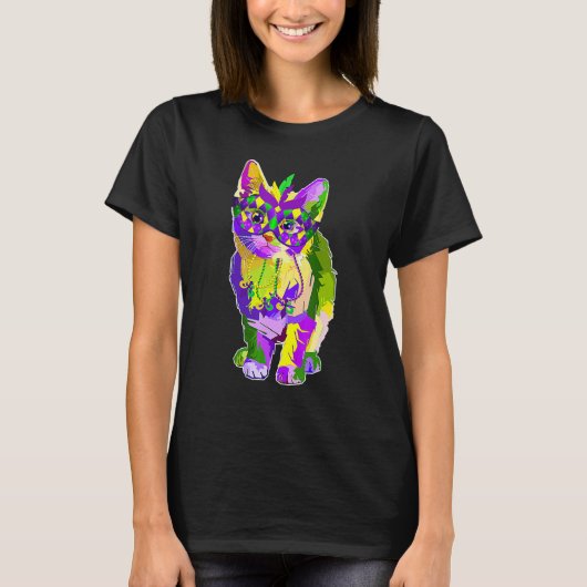 Cute Cat Wearing Carnival Mask Mardi Gras Cat T-shirt (Voorkant)