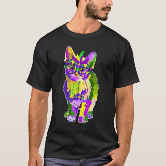 Cute Cat Wearing Carnival Mask Mardi Gras Cat T-shirt (Voorkant)