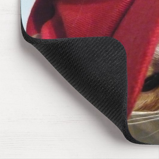 Cute Cat Wearing Red Pet Mousepad Muismat (Hoek)