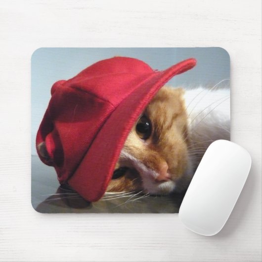 Cute Cat Wearing Red Pet Mousepad Muismat (Met muis)