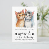 Cute Cat Wedding Invitation Save The Date (Staand voorkant)