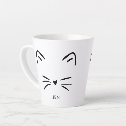 Cute Cat Whiskers Latte Mok (Linkerhoek)