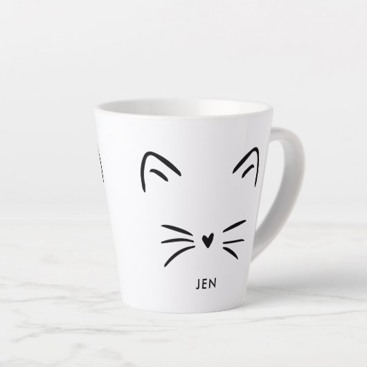 Cute Cat Whiskers Latte Mok (Rechterhoek)