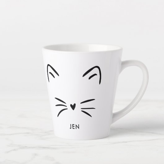 Cute Cat Whiskers Latte Mok (Rechts)