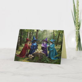 Cute Cat Witch Halloween Card Feestdagen Kaart