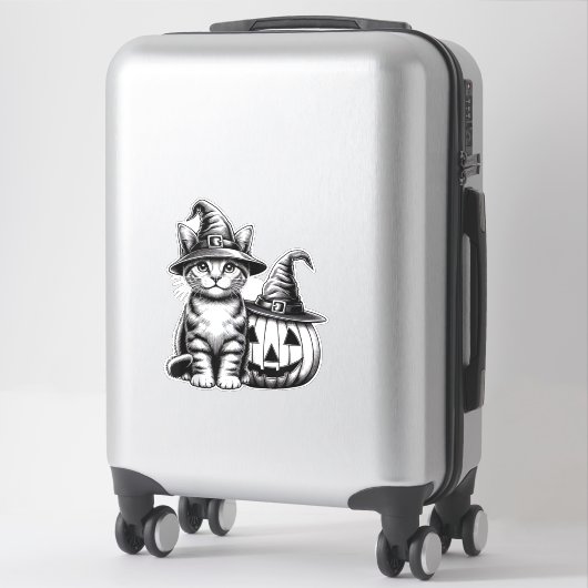 Cute Cat Witch Hat Pumpkin Halloween Cat Lover Boy Sticker (Koffer)