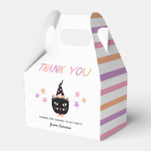 Cute Cat Witch Pastel Halloween Birthday Name Bedankdoosjes