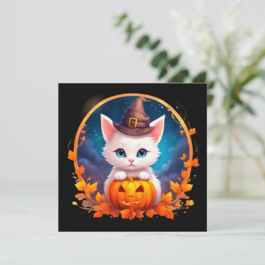 Cute Cat Witch Pumpkin (Staand voorkant)