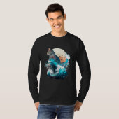 Cute Cat with a ocaen wave Illustration 1 T-shirt (Voorkant volledig)