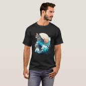 Cute Cat with a ocaen wave Illustration 1 T-shirt (Voorkant volledig)