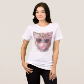 Cute Cat with Bubble Gum Tee Tri-Blend Shirt (Voorkant volledig)
