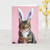 Cute Cat With Ears Portrait Card Kaart (Gele Bloem)