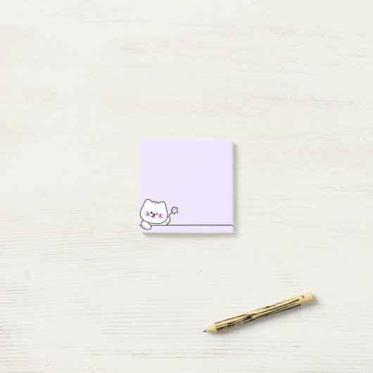Cute Cat with Flower Post-it® Notes (Op bureau)