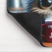 Cute Cat With Red Coffee Mug Muismat (Hoek)