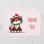 Cute Cat with Red Love Hearts Bedankkaart (Voorkant / Achterkant)
