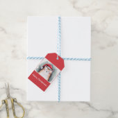 Cute Cat with Santa Hat Square Stickers Cadeaulabel (Met Touw)