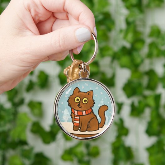 Cute Cat with Scarf Keychain (Hand)