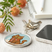 Cute Cat with Scarf Keychain (Zijkant)