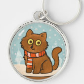 Cute Cat with Scarf Keychain (Voorkant)
