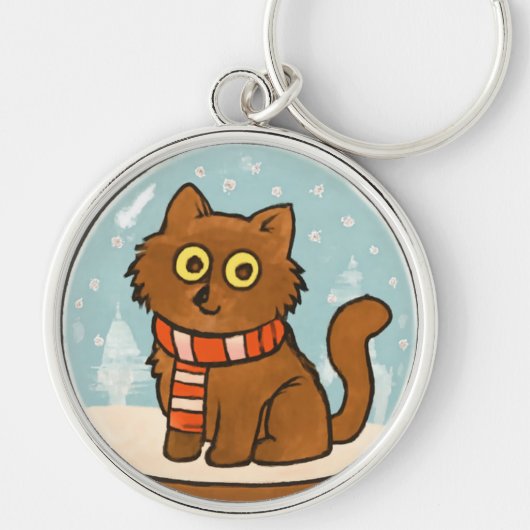 Cute Cat with Scarf Keychain (Voorkant)