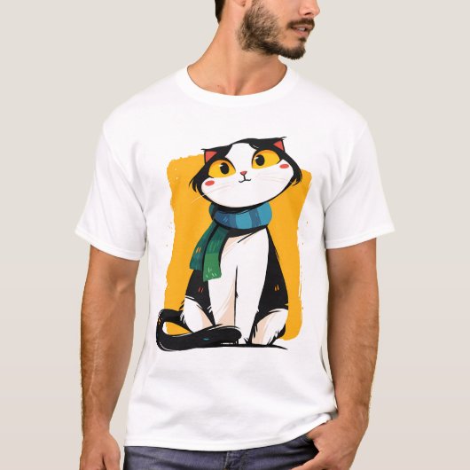 Cute Cat with Scarf T-shirt (Voorkant)