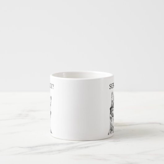 Cute cat with serious spectacles custom espresso kop (Voorkant)