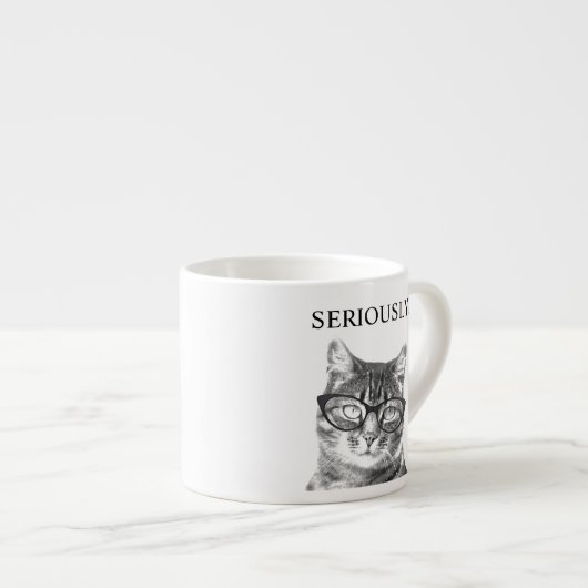 Cute cat with serious spectacles custom espresso kop (Voorkant rechts)