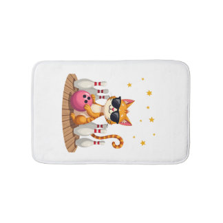 Cute Cat With Sunglasses Cat Playing Bowling For m Badmat