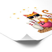 Cute Cat With Sunglasses Cat Playing Bowling For m Foto Afdruk (Hoek)