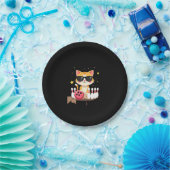 Cute Cat With Sunglasses Cat Playing Bowling For m Papieren Bordje (Feest)