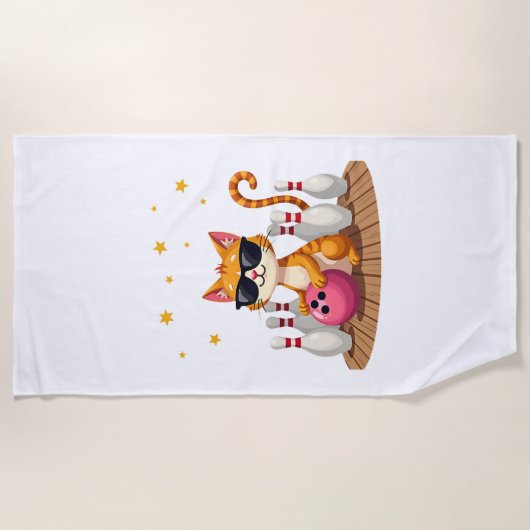 Cute Cat With Sunglasses Cat Playing Bowling For m Strandlaken (Voorkant)