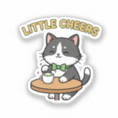 Cute Cat With Tiny Green Beer Mug Cheers Sticker (Voorkant)