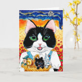 Cute cat Wizard of Oz wenskaart Kaart (Gele Bloem)