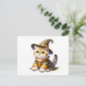 Cute Cat Wizard Witch Hello Love Thinking of You Briefkaart (Staand voorkant)