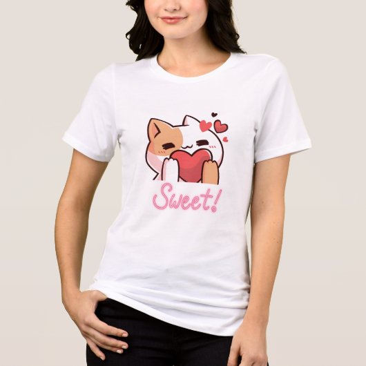 Cute Cat Women’s T-Shirt – Adorable Kitty Graphic (Voorkant)