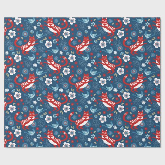 Cute Cat Wrapping Paper Cadeaupapier (Vlak)