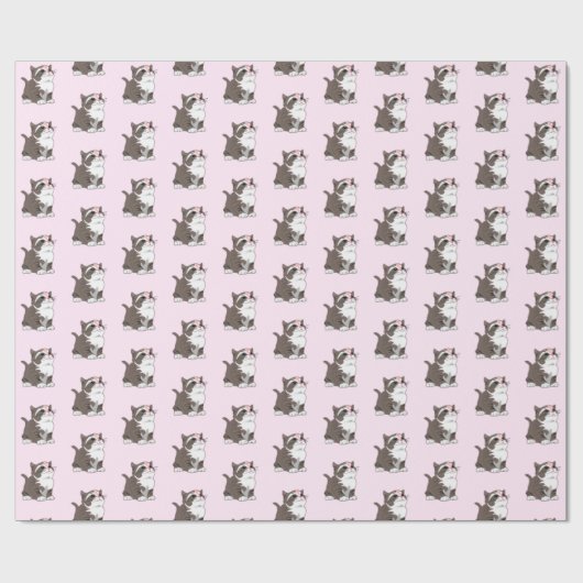 Cute Cat Wrapping Paper Cadeaupapier (Vlak)