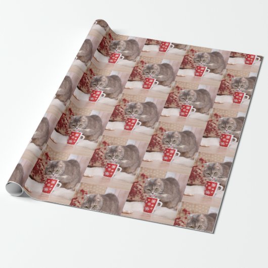 Cute Cat Wrapping Paper Cadeaupapier (Uitgerold)
