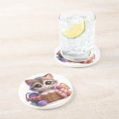 Cute Cat Zandsteen Onderzetter (Zijkant)