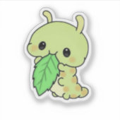 Cute Caterpillar Eating Leaf Sticker (Voorkant)