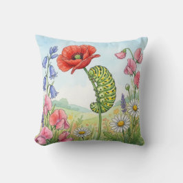 Cute Caterpillar en Bloemen Kleine Insecten Kussen