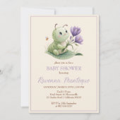 Cute Caterpillar Personalized Name Baby Shower Kaart (Voorkant)
