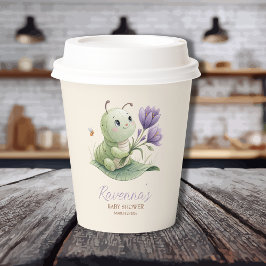 Cute Caterpillar Personalized Name Baby Shower Papieren Bekers